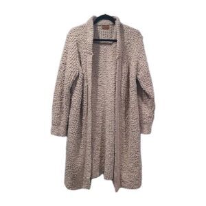 POL Womens Textured Knit Cardigan Sweater Size L Brown Boho Cottagecore Oversize